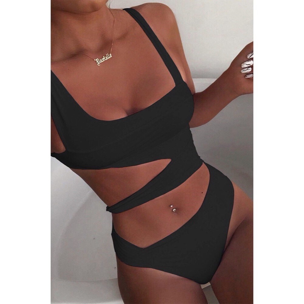 Black Cut-out Bikini Swimsuit